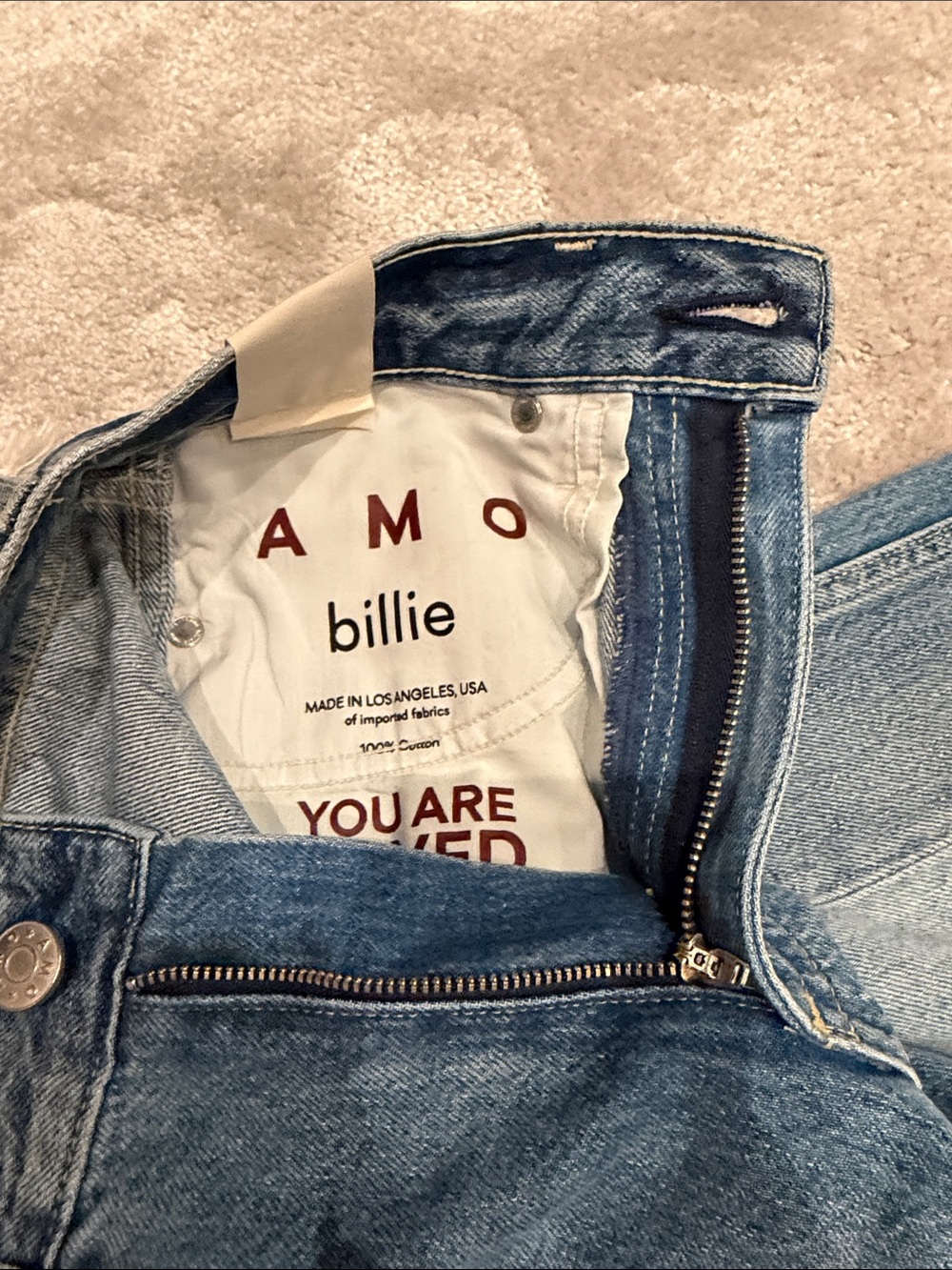 AMO BILLIE NWT Two-Tone Straight Leg Jeans - Blue - Picture 4 of 4